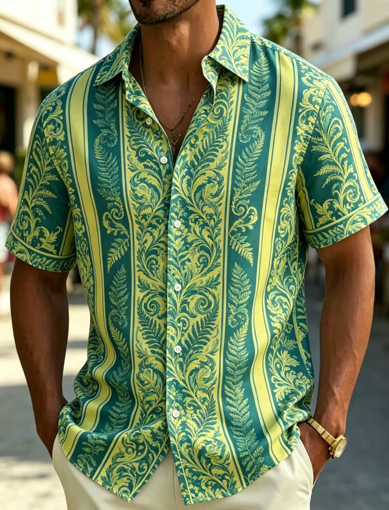 Men's Short Sleeve Shirt Lapel - огляд і ціна Resort Shirt Floral