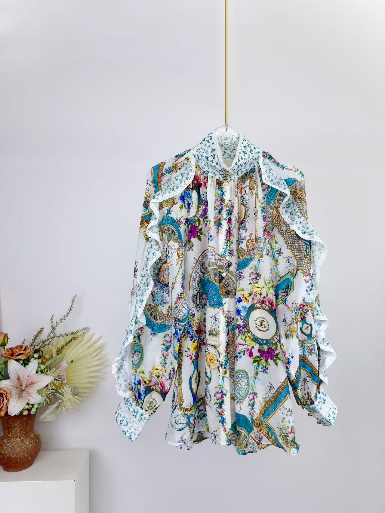 2026 Women Flower Print Set Cr - огляд і ціна Linen Shirt Breathable